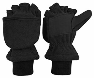 N'Ice Caps Kids Thinsulate Lined Winter Converter Fingerless Glove To Mitten (5-6 Years, Black Solid)