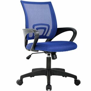 Home Office Chair Ergonomic Desk Chair Mesh Computer Chair with Lumbar Support Armrest Executive Rolling Swivel Adjustable Mid Back Task Chair for Women Adults (Blue)