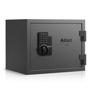 AEGIS 1.2 Cub Fireproof Safe Box, Fire Safes with Digital Keypad Double Keys Shelves Home Security Safe for Hotel Office Dorm Money Cash Jewelry Gun Use Storage