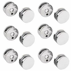 HAN SHENG 12 Pcs Mirror Clip Set Glass Clips Clamps Holder Round Shape Wall-Mounted Mirrors Bracket Bathroom Mirrors Supporting Sheet Nail Dresser Mirror Fixed Fitting for 3-5mm Thick Mirror (22mm)