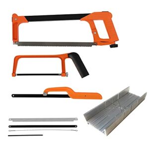 Hacksaw Set, Steel Saw 12 inch with Replaceable Saw Blades and Metal Miter, 3PCS Handsaws (Hacksaw Frame, Mini Hacksaw, Junior Hacksaw), Metal Saw, Multifunction Hand Saw for Metal, Wood, PVC Pipes