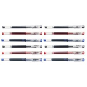 Amazon Basics Rollerball Pen, Arrow Point (0.7mm), Assorted, 12 Pack