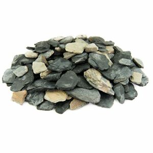 Black and Tan Slate Chips | 20 lbs | 100% Natural Decorative Garden Stones | Ideal Ground Cover or Top Dressing | Adds Contemporary Look to Any Landscape Design | 1 Inch - 3 Inch