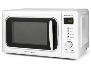 Nostalgia Retro Compact Countertop Microwave Oven 0.7 Cu. Ft. 700-Watts with LED Digital Display, Child Lock, Easy Clean Interior, White