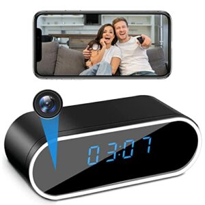 Acrisbrat Hidden Camera Clock with HD 1080P WiFi Spy Camera Alarm Clock with Night Vision and Motion Detection Wireless Nanny Cam for Home Office Security