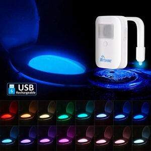 Rechargeable Toilet Bowl Night Light, 16-Color LED Motion Activated Sensor Nightlight, Cool Fun Gag Gadget for Husband Men Women Him Mother Father Day
