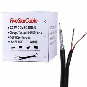 Five Star Cable RG6/U Siamese 500 ft. Coaxial CCTV Cable - Combo RG6/U + 18AWG/2 Power