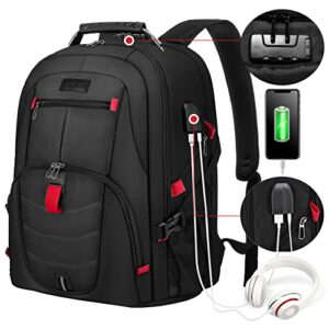 Travel Laptop Backpack Waterproof Anti Theft Backpack with Lock and USB Charging Port Large 17-17.3 Inch Computer Business Backpack for Men Women School College Backpack Black