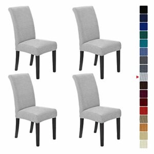 Howhic Stretch Chair Covers for Dining Room Set of 2, Removable Washable Dining Room Chair Covers, Dining Chair Slipcovers Seat Protector, Great Home Decor and Banquet Upholstery (Sliver, 4 Pack)