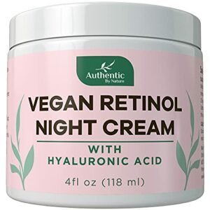 Organic Vegan Retinol Night Cream For Face - with Hyaluronic Acid, Carrot Seed Oil. Anti Aging Treatment For Wrinkle, Dark Circle, Acne, Scars. Help Skin Tightening, Moisturizing. For Women, Men