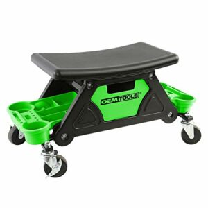 OEMTOOLS 24986 Heavy-Duty Rolling Workbench and Creeper Seat, Mechanics Stool with Wheels, Creepers, Shop Stools With Wheels, Automotive, Green and Black