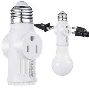 3 Prong Light Socket Adapter, E26 Light Bulb Outlet Adapter, Polarized Light Socket to Plug Adapter, White Light Bulb to 2/3 Prong Outlet Plug Splitter Converter for Garage Porch CCTV Camera (1 Piece)
