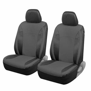 Motor Trend Gray Faux Leather Car Seat Covers for Front Seats – Premium Automotive Bucket Seat Covers, Made for Vehicles with Removable Headrests, Interior Covers for Car Truck Van SUV