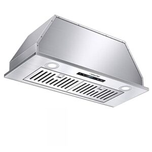 AMZCHEF Range Hood Insert 30 Inch, Stainless Steel Range Hood 900 CFM, Built-in Vent Hood with 3-Speed Exhaust Fan Time Delayed Fuction Touch&Remote Control 2 LED Lights Dishwasher-Safe Filters
