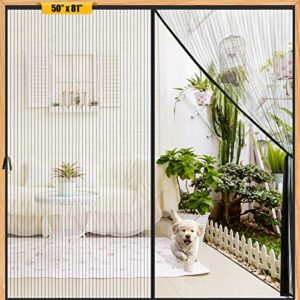 Elytsemoh Magnetic Screen Door-Fit for Door Size 48x80inch, Screen Door Size 50x81inch Glass Sliding Door, Heavy Duty Screen Mesh Keeps Bugs Out- Pet and Kid Friendly with Fixed Buckle Design