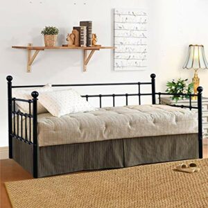 Metal Daybed Frame Twin Metal Slats Platform Base Box Spring Replacement Bed Sofa for Living Room Guest Room (Twin, Black)