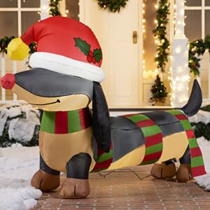 Joiedomi 6 FT Long Christmas Inflatable Weiner Dog, Blow Up Inflatable Weiner Dog with Build-in LEDs Inflatables for Dachshund Christmas Party Outdoor, Yard, Garden, Lawn Winter Decorations