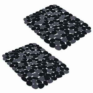 Yolife Pebble Sink Mats for Stainless Steel Sink, PVC Sink Saddle Protectors Kitchen Sink Mat for Porcelain Sink, Dishes and Glassware (Black,2 Pack)