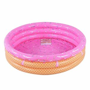 Kiddie Pool, Ice Cream 3 Ring Inflatable Pool for Kids, Ideal Water Pool in Summer, 45 Inches Inflatable Swimming Pool, for Ages 3+