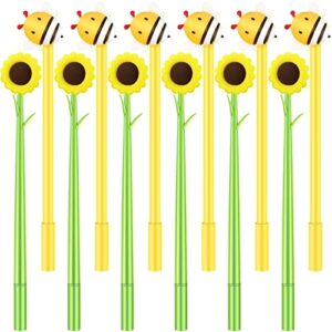 12 Pack Cute Bees Pens and Sunflower Pens 0.5 mm Gel Ink Pens Faux Flowers Ballpoint Pens Bee Party Favor Pen for School Writing Office Kids Stationery Gift Great Party Supplies