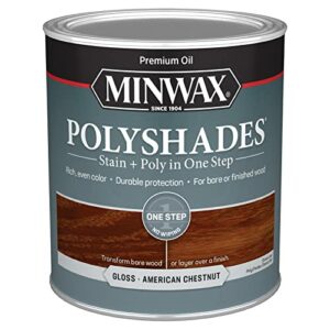Minwax PolyShades Wood Stain + Polyurethane Finish – Quart, American Chestnut, Gloss