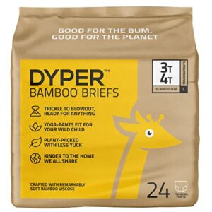 DYPER Viscose from Bamboo Toddler Potty Training Pants Girls & Boys Size 3T-4T, Honest Ingredients, Day & Overnight, Made with Plant-Based* Materials, Hypoallergenic for Sensitive Skin, Unscented 24Ct