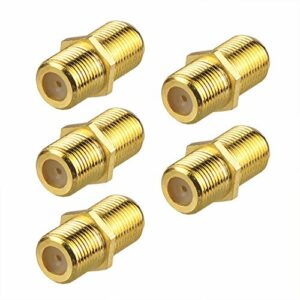 VCE Coaxial Cable Connector, RG6 Coax Cable Extender F-Type Gold Plated Adapter Female to Female for TV Cables, 5-Pack