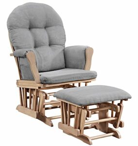 Angel Line Windsor Glider and Ottoman, Natural and Gray