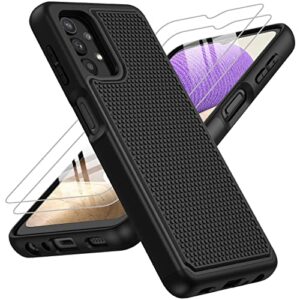 for Samsung Galaxy A32 5G Case: Dual Layer Protective Heavy Duty Cell Phone Cover Shockproof Rugged with Non Slip Textured Back - Military Protection Bumper Tough - 6.5inch (Matte Black)