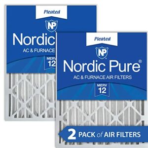 Nordic Pure 16x25x4 MERV 12 Pleated AC Furnace Air Filters 2 Pack