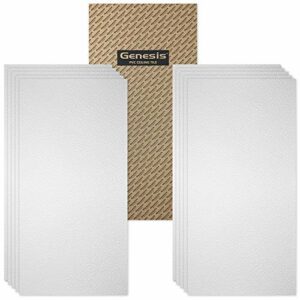 Genesis 2ft x 4ft Stucco Pro White Ceiling Tiles - Easy Drop-in Installation – Waterproof, Washable and Fire-Rated - High-Grade PVC to Prevent Breakage - Package of 10 Tiles