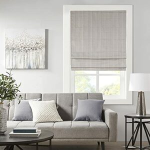 Madison Park Galen Cordless Roman Shades - Fabric Privacy Single Panel Darkening, Energy Efficient, Thermal Insulated Window Blind Treatment, for Bedroom, Living Room Decor, 31