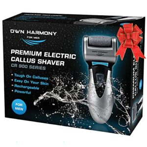 Electric Foot Callus Remover, Feet Scrubber: Own Harmony Rechargeable Mens Pedicure Tools Kit, Professional Electronic Foot Care File, Best for Hard Cracked Dead Skin and Powerful Pedi Spa, 3 Rollers
