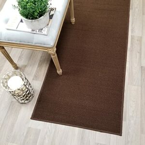 Custom Size Brown Solid Plain Rubber Backed Non-Slip Hallway Stair Runner Rug Carpet 22 inch Wide Choose Your Length 22in X 6ft