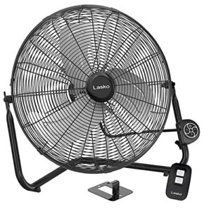 Lasko Metal Commercial Grade Electric Plug-In High Velocity Floor Fan with Wall Mount Option and Remote Control for Indoor Home, Bedroom, Garage, Basement, and Work Shop Use, Black H20660
