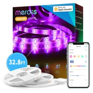 meross Smart LED Strip Lights Works with Apple HomeKit, 32.8ft WiFi RGB Strip, Compatible with Siri, Alexa&Google and SmartThings, App Control, Protective Coating Design
