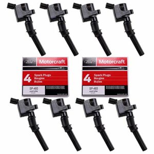 MAS Set of 8 Ignition Coil DG508 and Motorcraft Spark Plug SP493 compatible with Ford Lincoln Mercury 4.6L engines DG457 DG472 DG491 F523 3W7Z12029AA 1L2U12029AA 1L2U12A366A