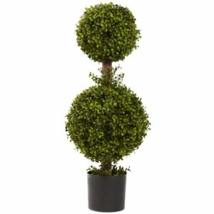 Nearly Natural 5920 Double Boxwood Topiary, 35-Inch, Green,12