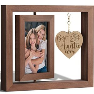 Aunt Gifts from Niece Nephew, Best Aunt Ever Gifts Christmas Gifts for Aunt Auntie Gifts, Best Aunt Picture Frame with Warm Heart Pendant, Aunt Birthday Gifts for Women - 4x6 Photos Table Display