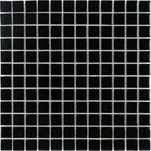 Classic Stacked Squares Black Glossy Glass Mosaic Tile Kitchen Backsplash Bathroom MTO0294