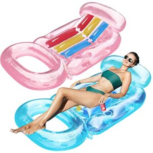 FindUWill Inflatable Pool Lounge, 2 Pack Inflatable Pool Floats with Headrest, Backrest, Footrest, 62