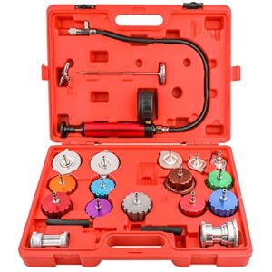 Super Stars 21Pcs Radiator Pressure Tester, Pneumatic Vacuum Coolant Refill Tool Kit, Test Cooling Systems for Leaks