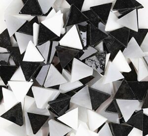 200g Mixed Color Mosaic Tiles Mosaic Glass Pieces Mosaic Tiles Glass for Home Decoration or DIY Crafts, Triangle 0.6x0.6 inch - Black White Gray
