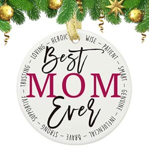 Moblade Two-Side Printed Christmas Ornament for Mom, for Mom from Daughter Son, Best Mom Ever 3