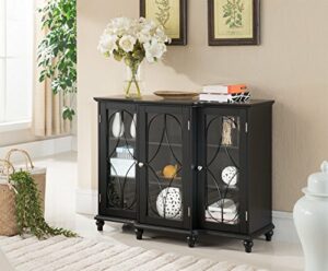 Kings Brand Furniture Wood Storage Sideboard Buffet Cabinet Console Table, Black