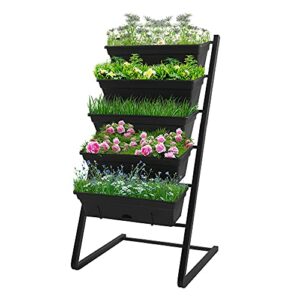 PUREKEA Vertical Raised Garden Bed, 5 Tier Planter Box Perfect for Patio Balcony Indoor and Outdoor Yard Porch Apartment, Vertical Garden Planter, Cascading Water Drainage