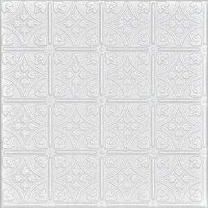 A la Maison Ceilings R125 Emma's Flowers Foam Glue-up Ceiling Tile (21.6 sq. ft./Case), Pack of 8, White