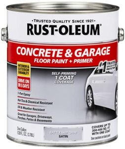 Rust-Oleum 225380 Concrete and Garage Floor Paint, Battleship Gray Satin, 1-Gallon