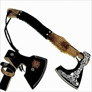 SHINY CRAFTS | Viking Axe,Hatchet,Throwing Axes,Weapons,Hand Axe,Gifts for him,Wood Working Tool,Viking Gifts for Men,Camping Hatchet,Tomahawk,Bearded Axe (VA-17)