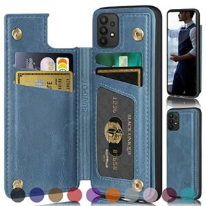 SUANPOT【RFID Blocking】 for Samsung Galaxy A32 5G Wallet case with Credit Card Holder,Flip Book PU Leather Phone case Shockproof Cover Cellphone Women Men for Samsung A32 5G case Wallet (Sky Blue)